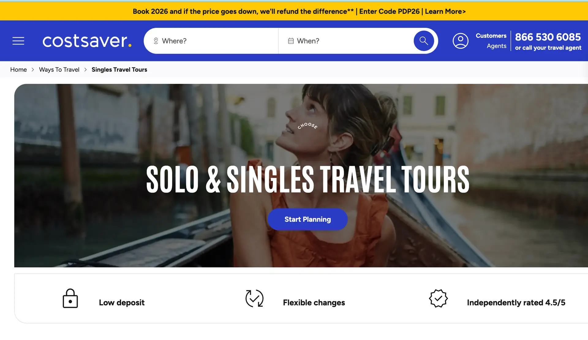 Costsaver Tours for Single Solo Travelers